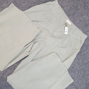 Loft Pants Womens Large Beige Chino Pleated Relaxed Fit Wide Leg Y2K Boho Relax